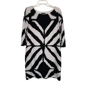 Ronni Nicole Women's 12P Black & White Shift Dress 3/4 Sleeve Knee Length